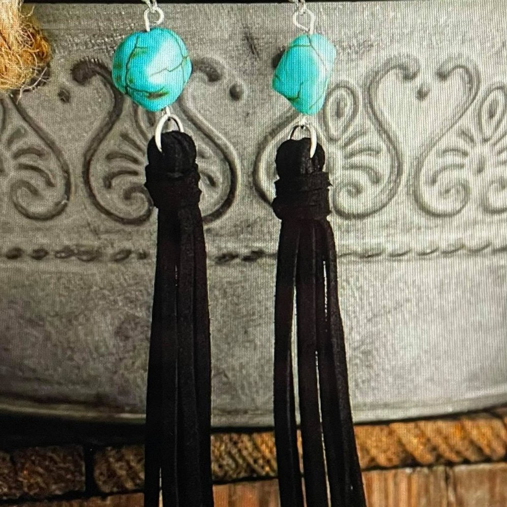 Vintage Turquoise Tassel Drop Earrings